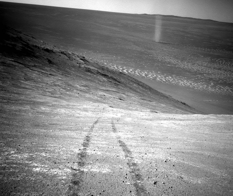 Opportunity managed to get a picture of a Martian dust devil